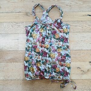 2000's Vintage American Rag Floral Braided Strap Women's Top cottagecore coastal